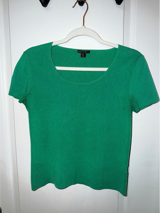 Lafayette 148 New York Tops - Lafayette 148 New York Green Short Sleeve Knit Top Medium